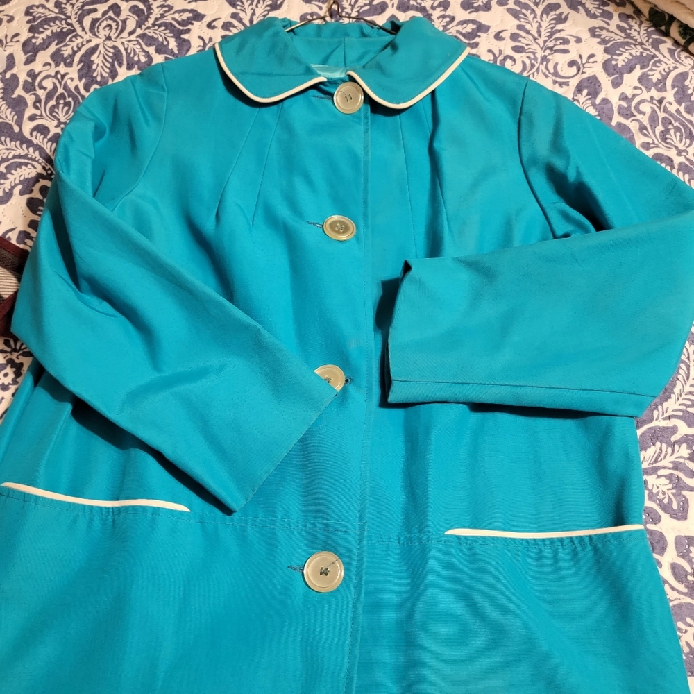 Vintage Teal Button-Up Coat